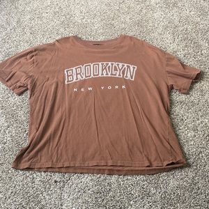 SHEIN Brooklyn New York Brown T-Shirt